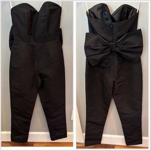 Alexia Maria Silk Jumpsuit Black With Bow Womens Sz 2